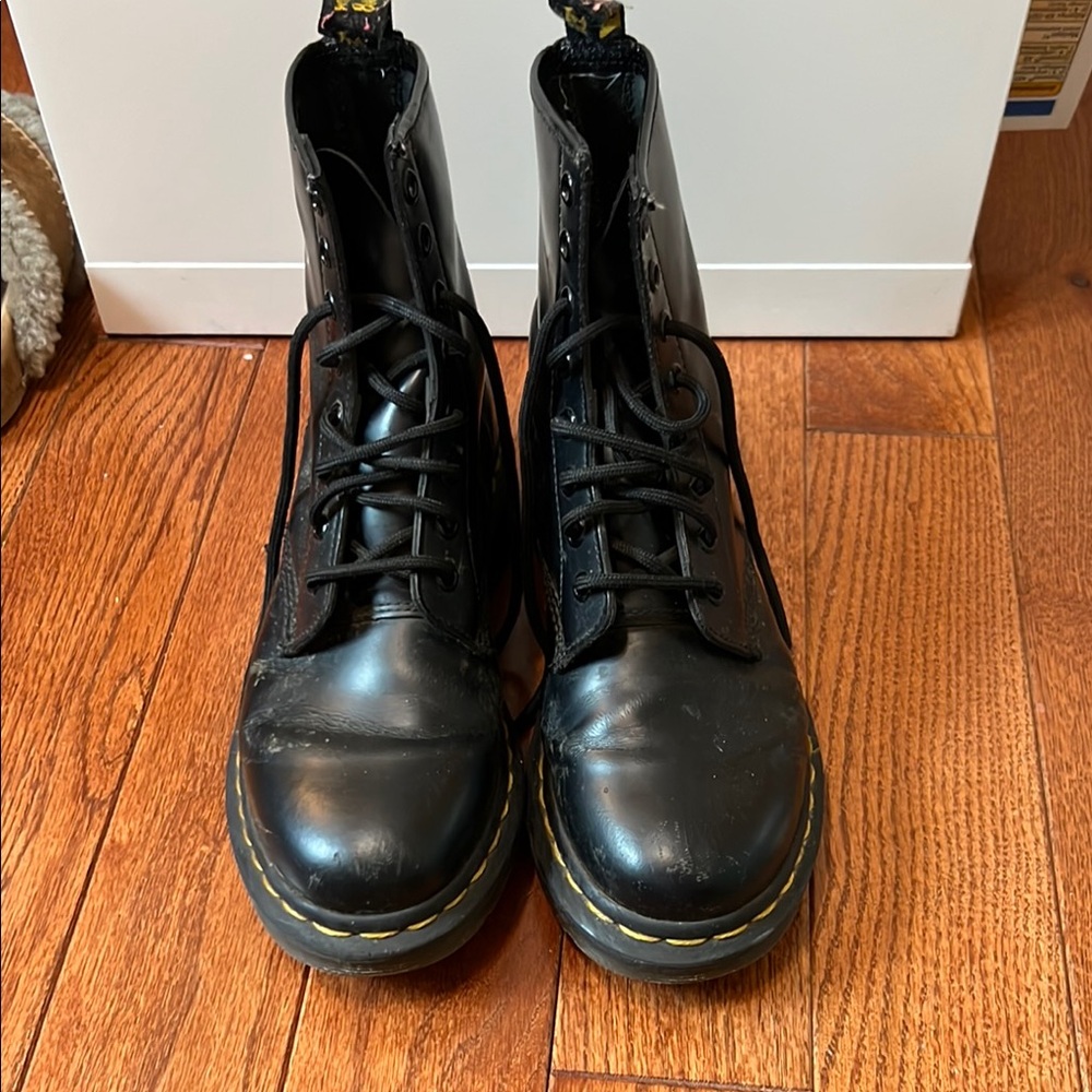 Black Leather Lace-Up Boots